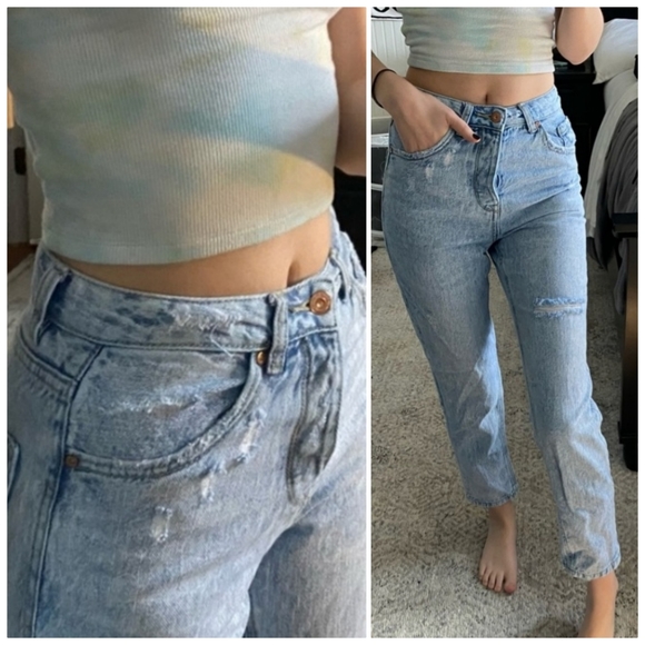 ASOS STRADIVARIUS Ripped Mom Jeans - Picture 4 of 15